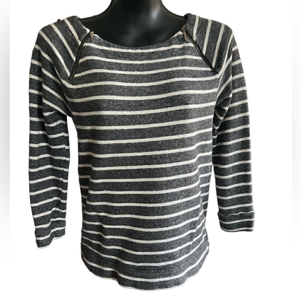 Loft grey and white dual zipper sweater size S